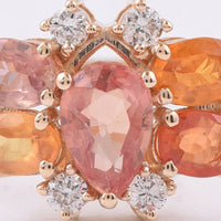 1.69 Ct Pear, Oval Natural Multi Coloured Sapphire 14K Gold Ring