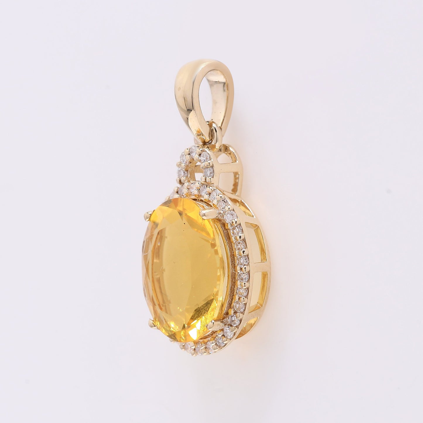 1.74 Ct Oval Mixed Cut Natural Fire Opal 14K Gold Pendant
