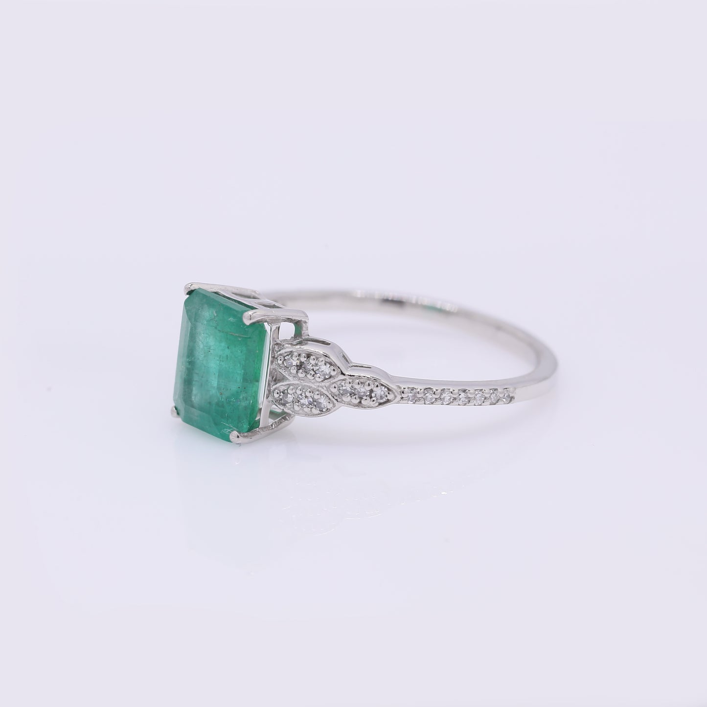 1.70 Ct Octagon Step Cut Natural Emerald 950 Platinum Ring