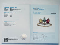 1.92 Ct Pear Natural Multi Coloured Sapphire 14K Gold Ring