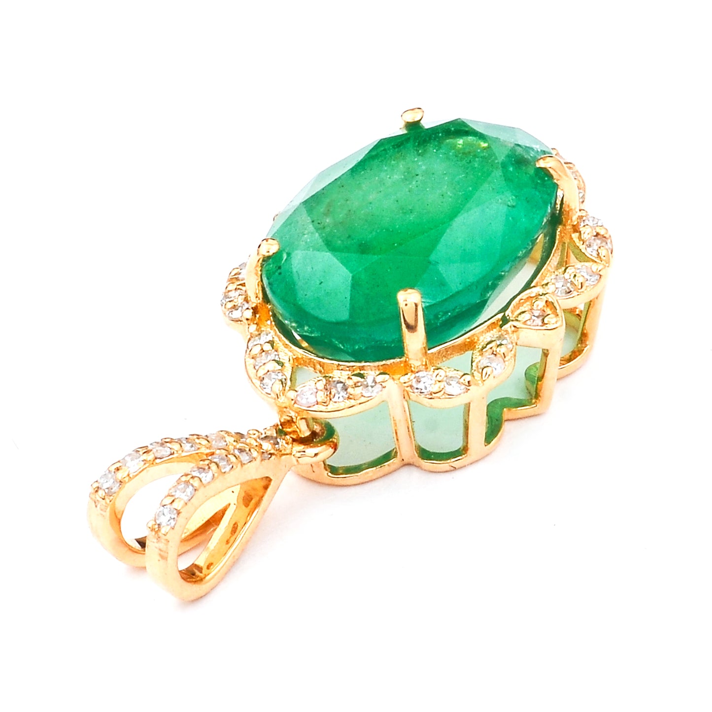 4.00 Ct Oval Natural Emerald 14K Gold Pendant