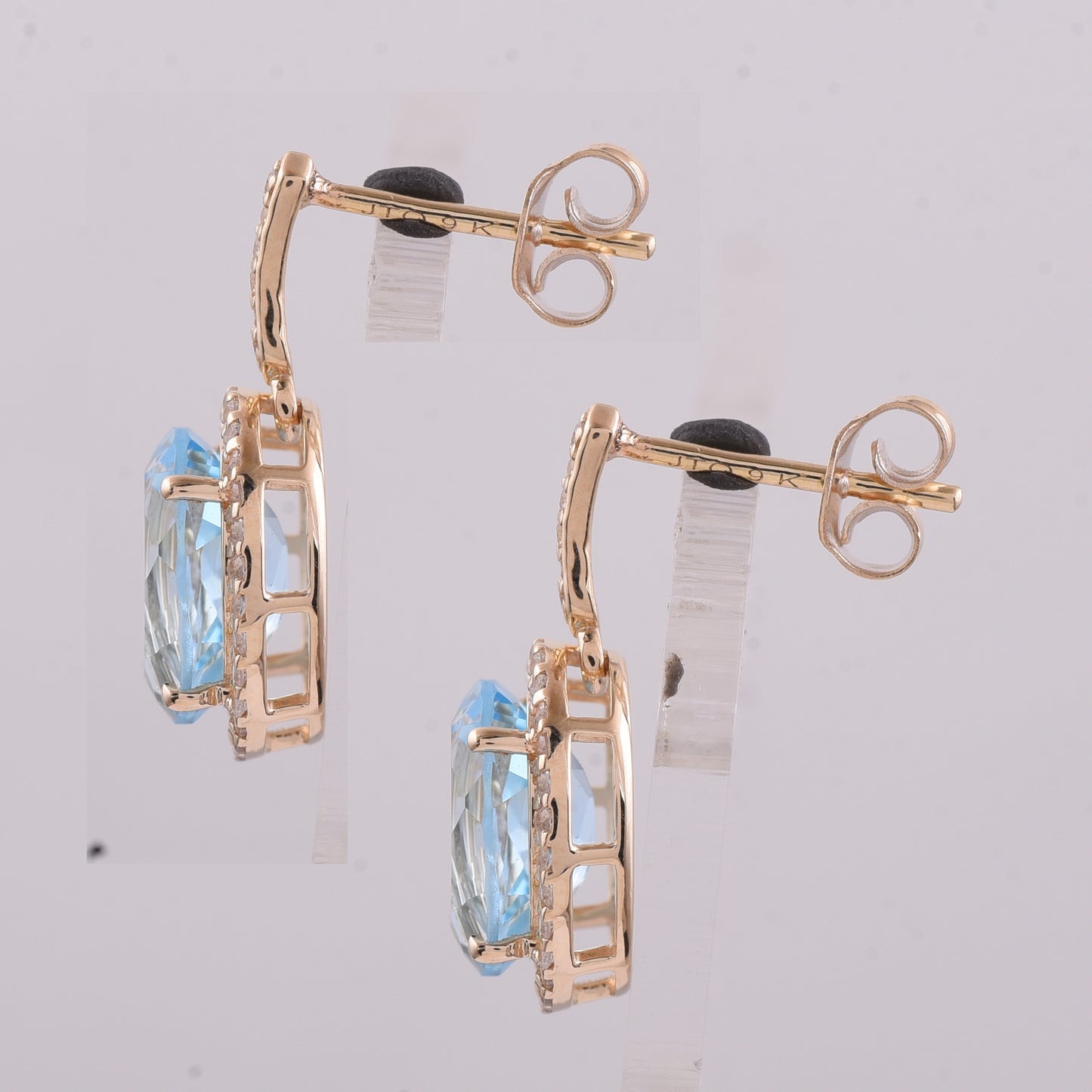 4.75 Ct Oval Blue Topaz 9K Gold Earrings