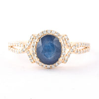 1.75 Ct Oval Mixed Cut Natural Sapphire 14K Gold Ring