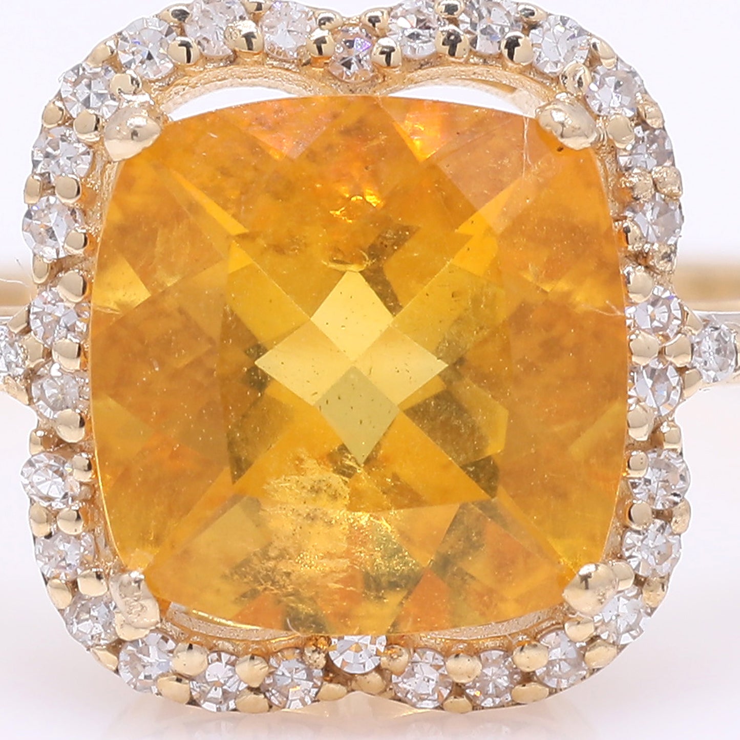 1.41 Ct Cushion Mixed Cut Natural Fire Opal 14K Gold Ring