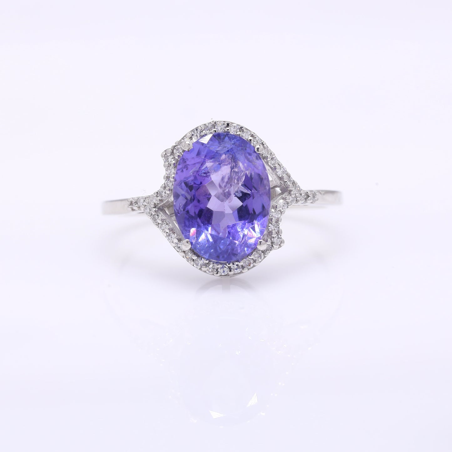 3.13 Ct Oval Mixed Cut Natural Tanzanite 950 Platinum Ring