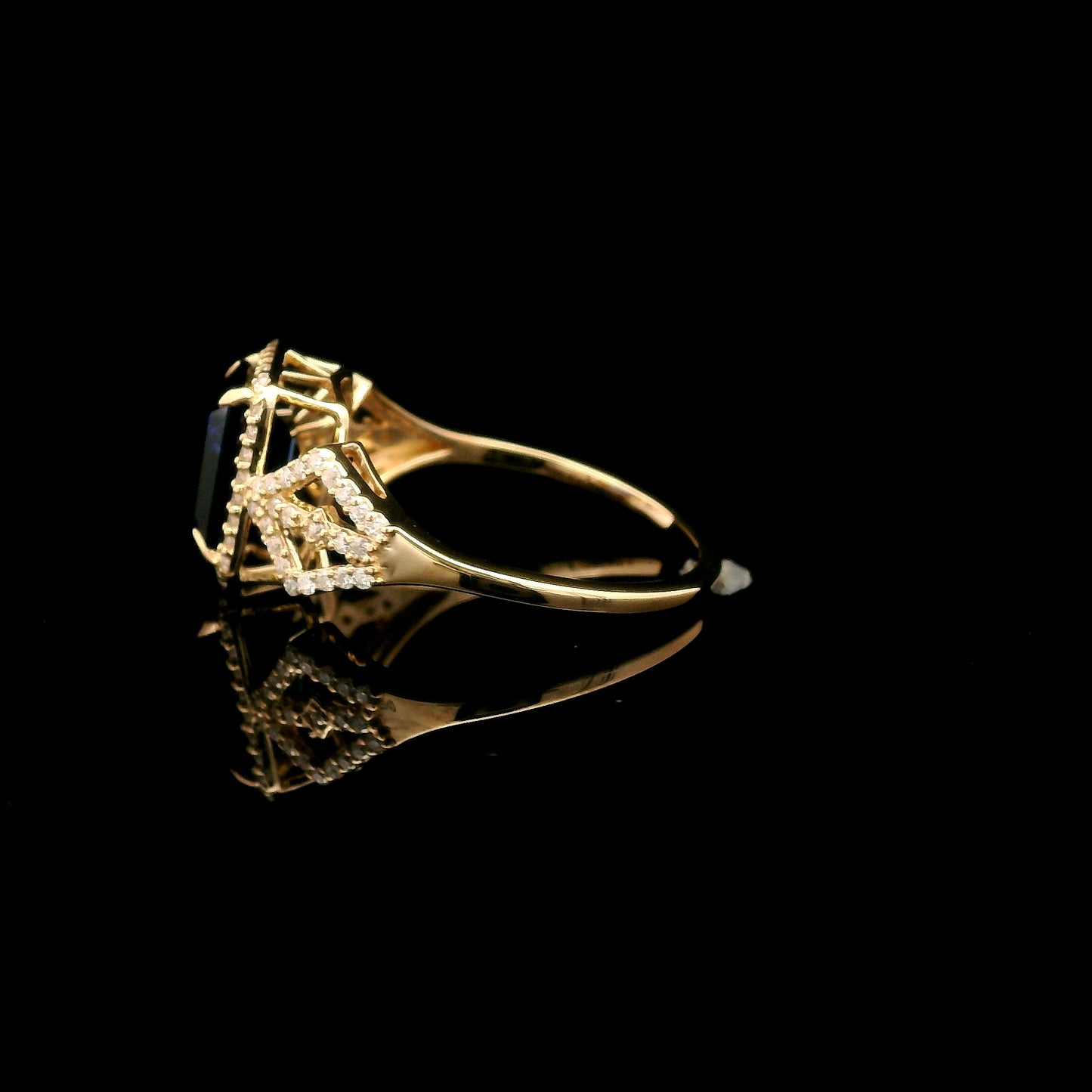 2.69 Ct Emerald Cut Lab Grown Sapphire 14K Gold Ring