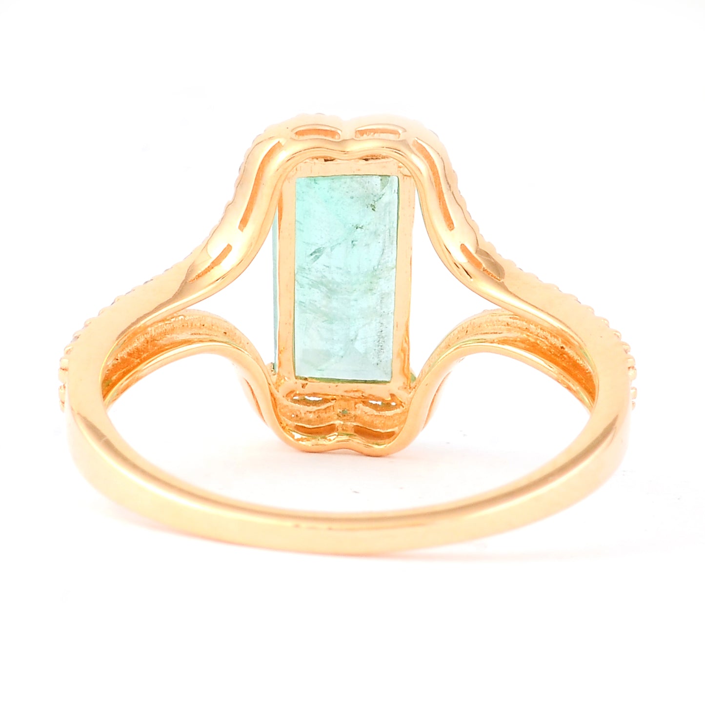 1.64 Ct Rectangle Step Cut Natural Emerald 14K Gold Ring