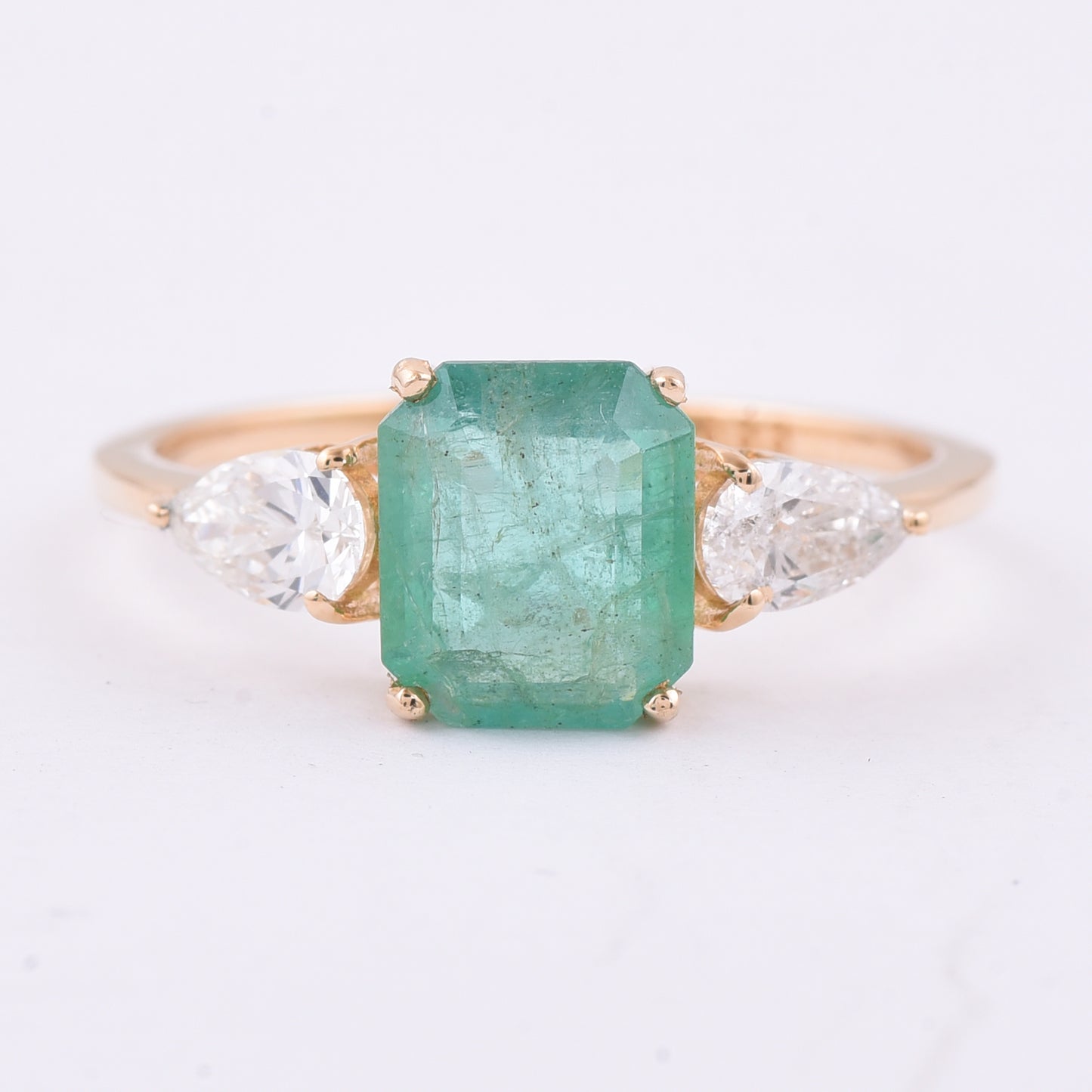 1.82 Ct Octagon Step Cut Natural Emerald 14K Gold Ring