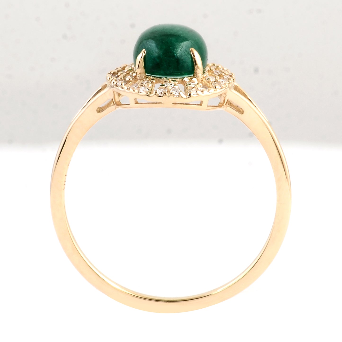 1.75 Ct Oval Cabochon Natural Beryl Emerald 14K Gold Ring
