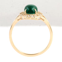 1.75 Ct Oval Cabochon Natural Beryl Emerald 14K Gold Ring