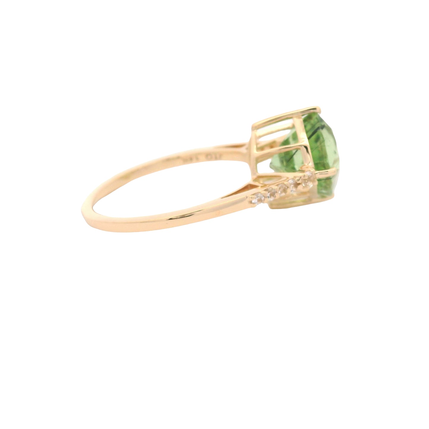 4.25 Ct Cushion Peridot 14K Gold Ring