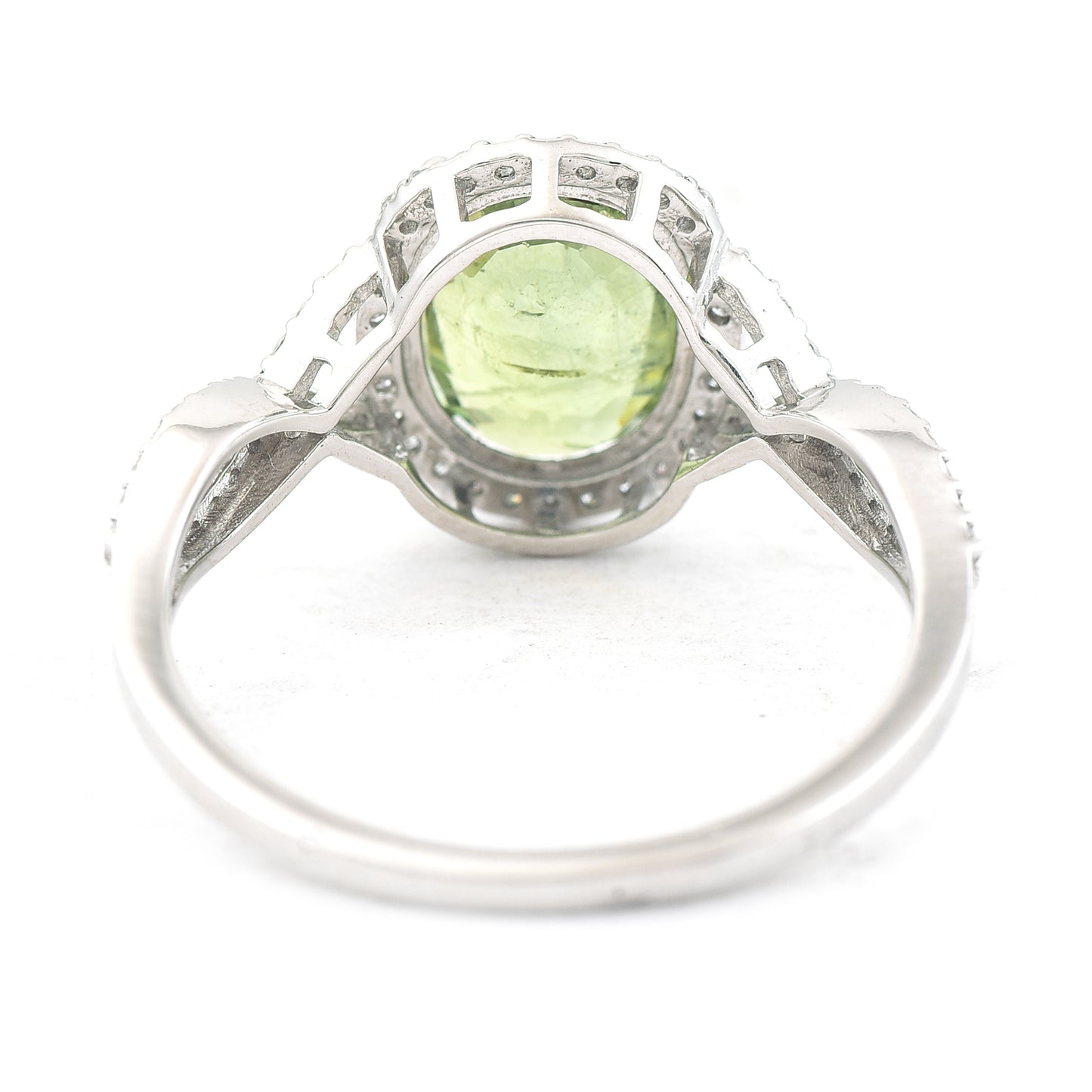 2.62 Ct Oval Mixed Cut Natural Green Sapphire 950 Platinum Ring