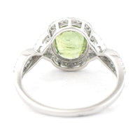 2.62 Ct Oval Mixed Cut Natural Green Sapphire 950 Platinum Ring