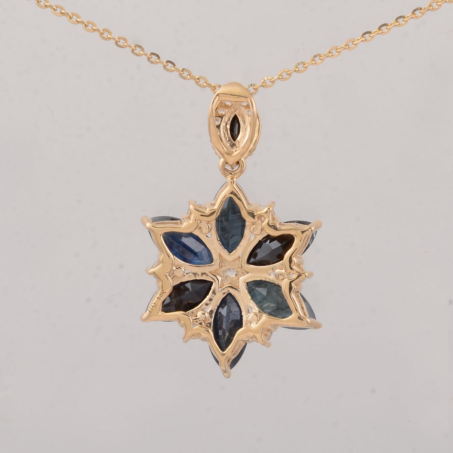 3.20 Ct Marquise Sapphire 14K Gold Pendant