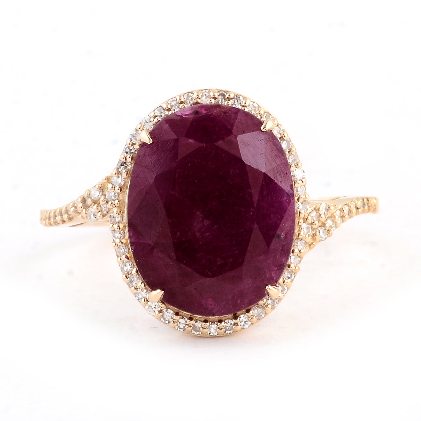6.76 Ct Oval Mixed Cut Natural Corundum Ruby 14K Gold Ring