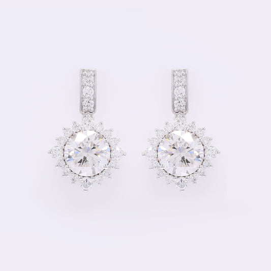 3.90 Carats Lab Grown Diamond 14K Gold Earrings