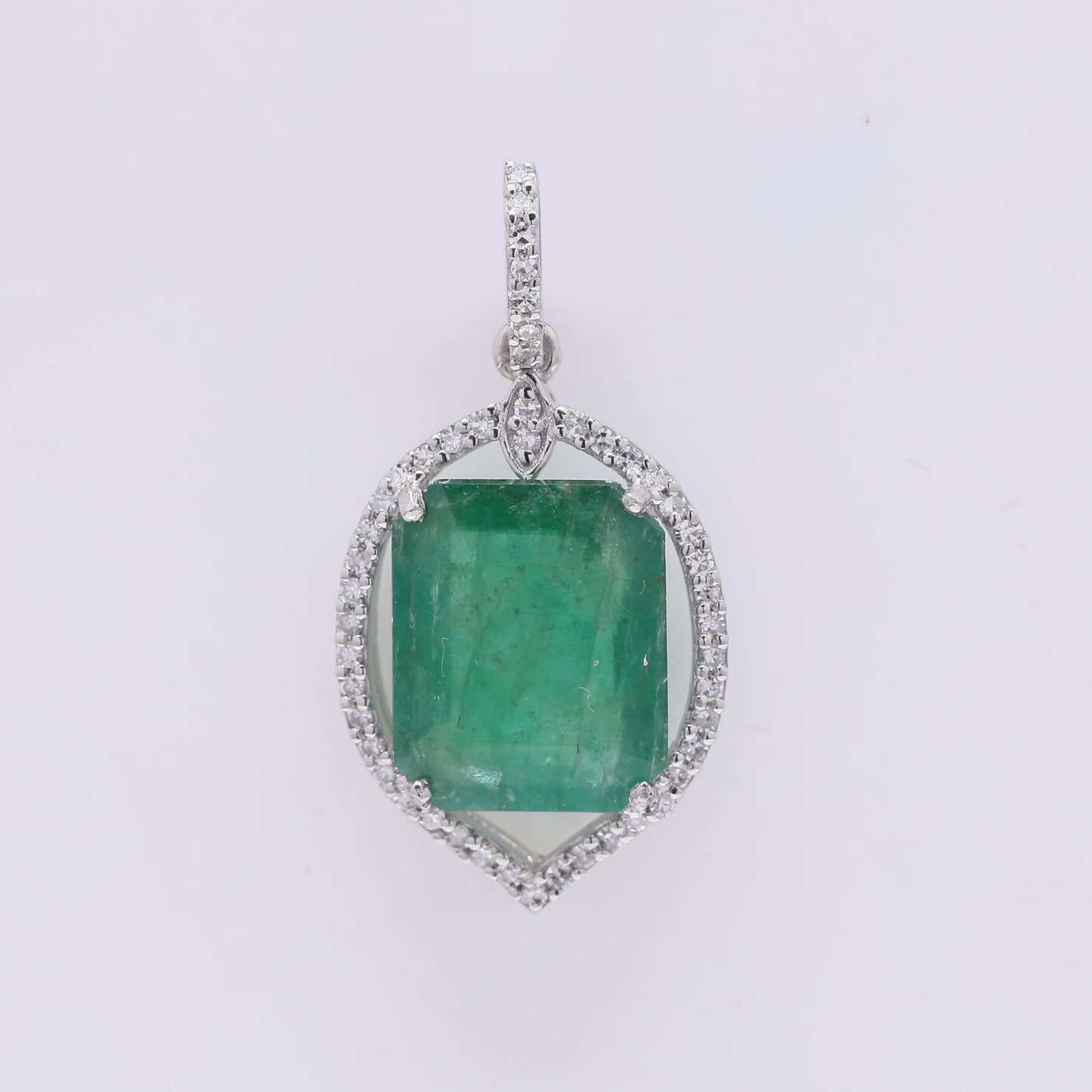 3.04 Ct Octagon Step Cut Natural Emerald 950 Platinum Pendant