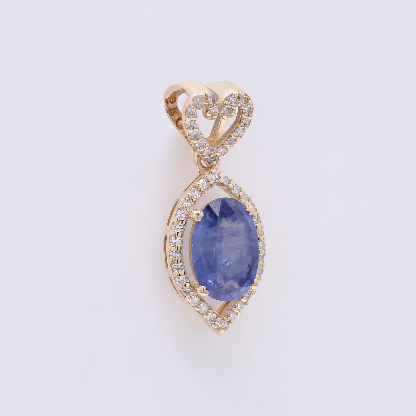 1.53 Ct Oval Mixed Cut Natural Sapphire 14K Gold Pendant