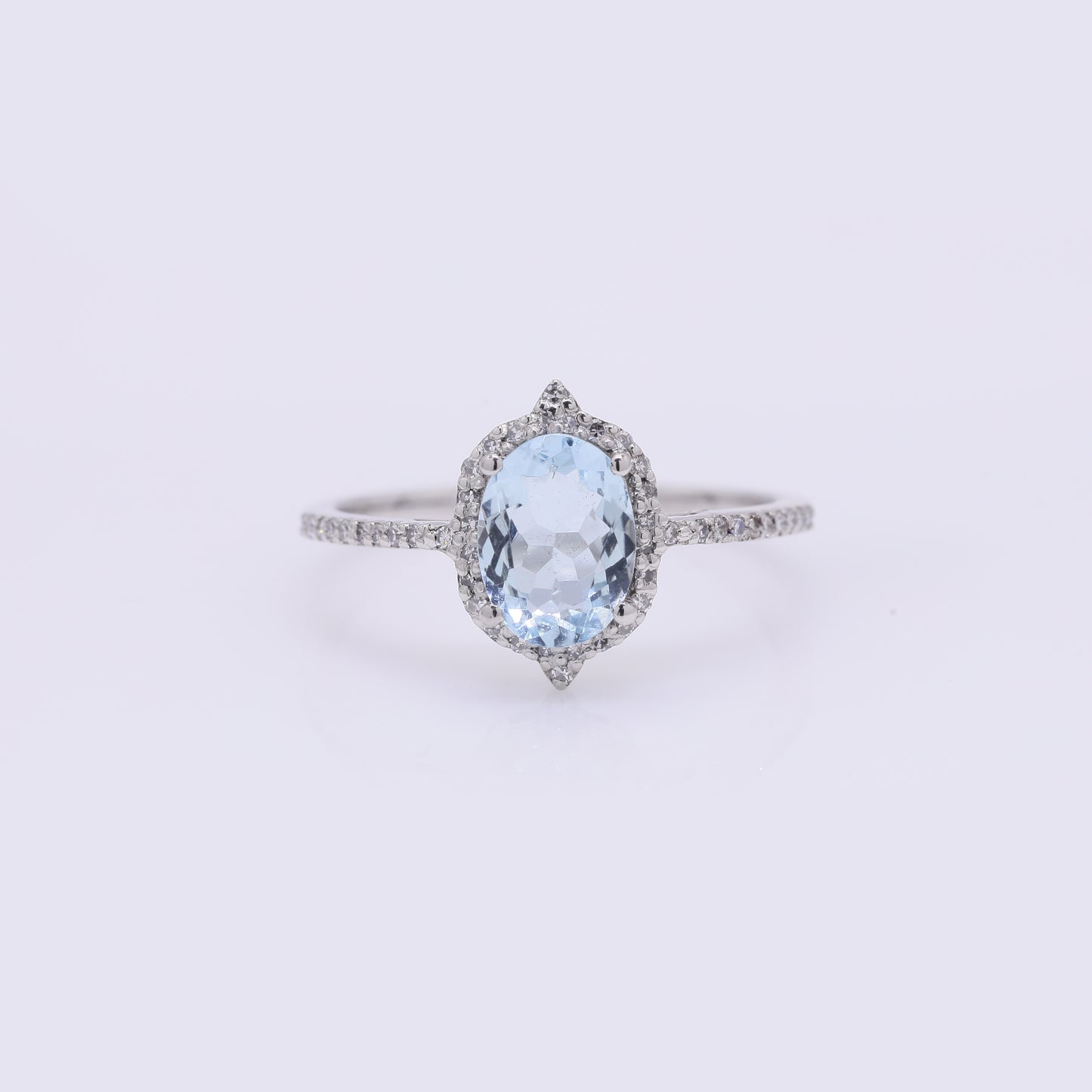 1.18 Ct Oval Mixed Cut Natural Aquamarine 950 Platinum Ring