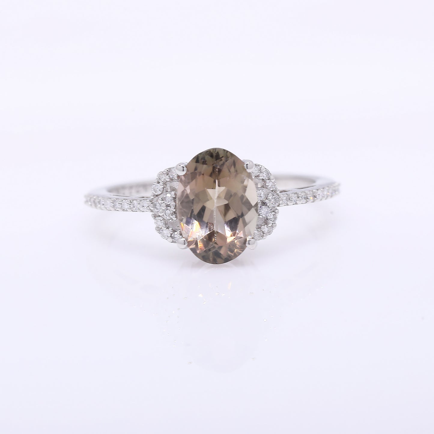 1.96 Ct Oval Mixed Cut Natural Tourmaline 950 Platinum Ring
