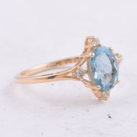 1.25 Ct Oval Natural Aquamarine 14K Gold Ring