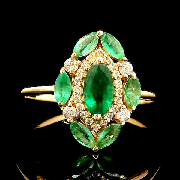 1.01 Ct Marquise Emerald 14K Gold Ring