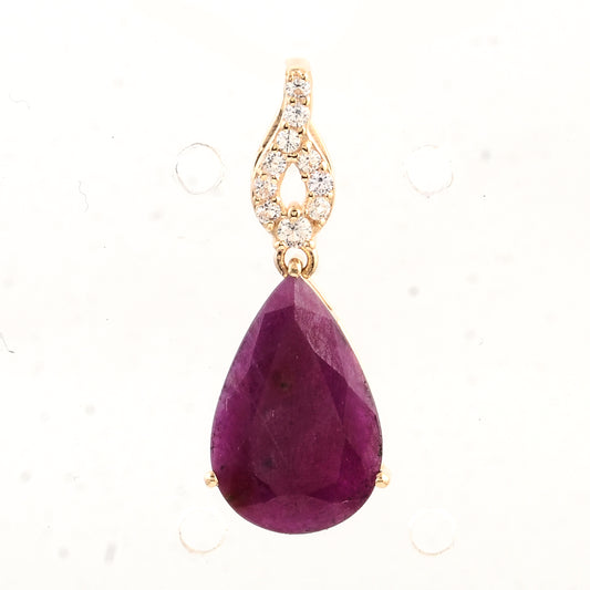 1.94 Ct Pear Ruby 14K Gold Pendant