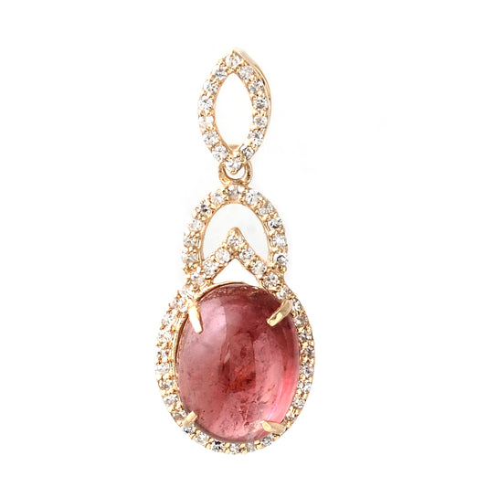 2.91 Ct Oval Cabochon Natural Tourmaline 14K Gold Pendant