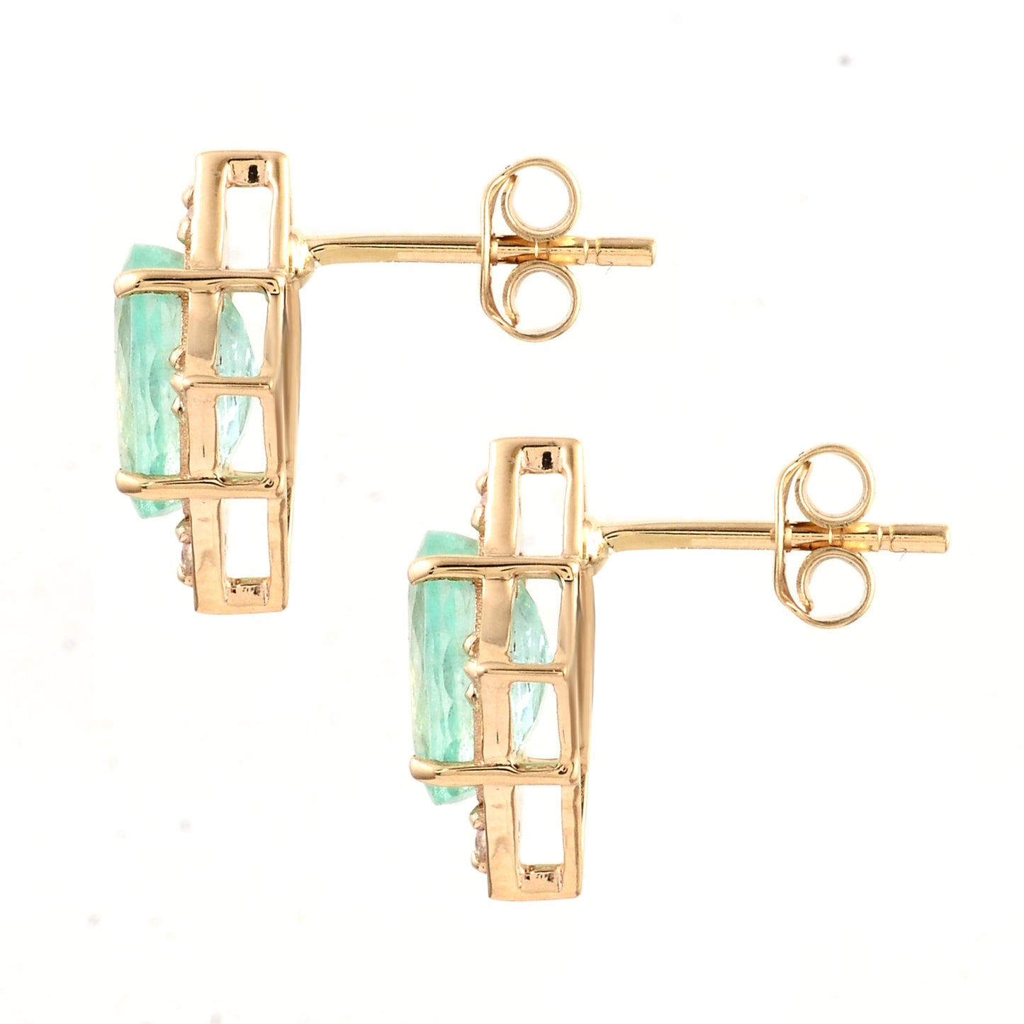 2.86 Ct Oval Emerald 14K Gold Earrings