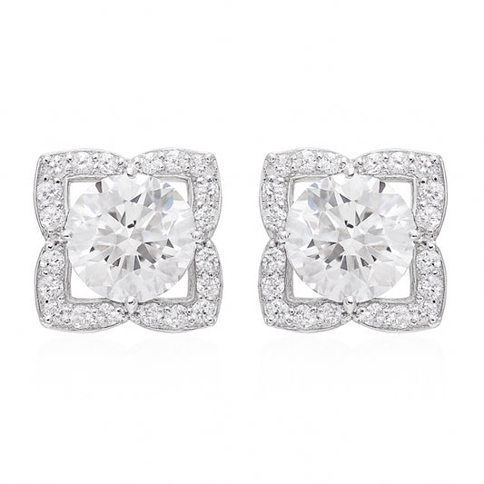 3.95 Carats Lab Grown Diamond 14K Gold Earrings