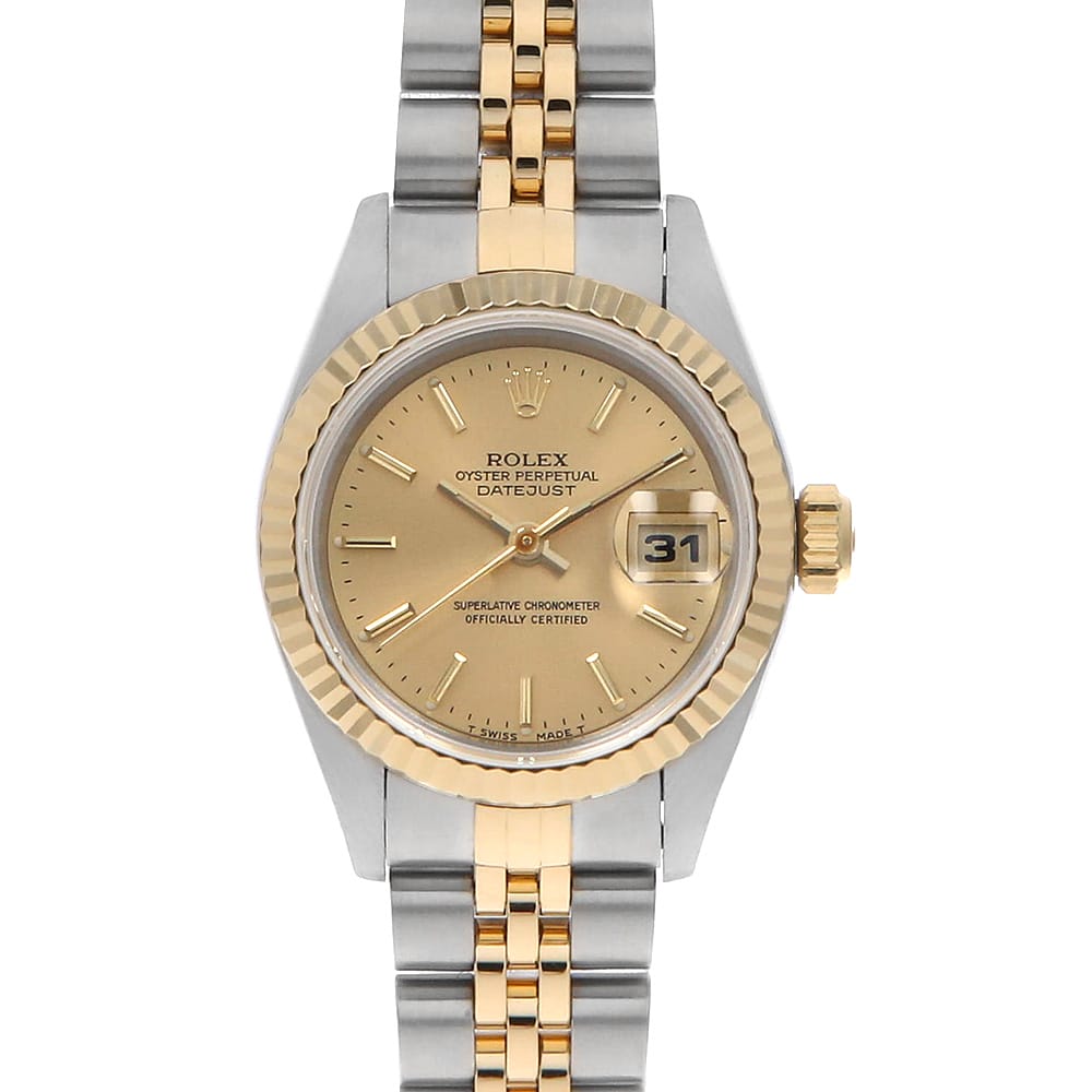 Pre-owned Rolex Datejust 69173 Champagne Bar U-number Women's