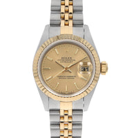 Pre-owned Rolex Datejust 69173 Champagne Bar U-number Women's