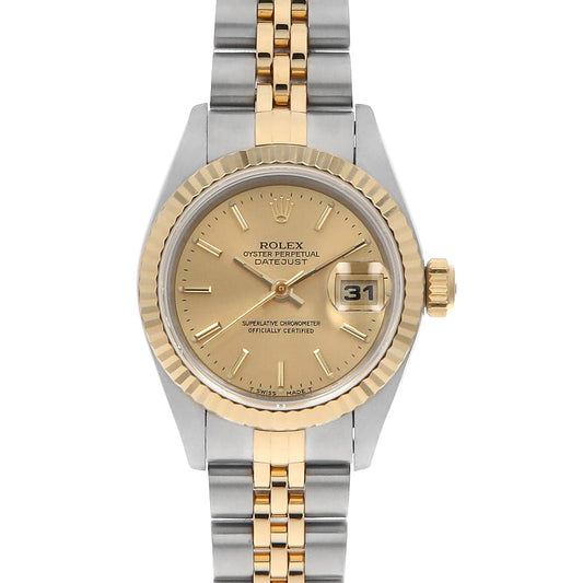 Pre-owned Rolex Datejust 69173 Champagne Bar U-number Women's