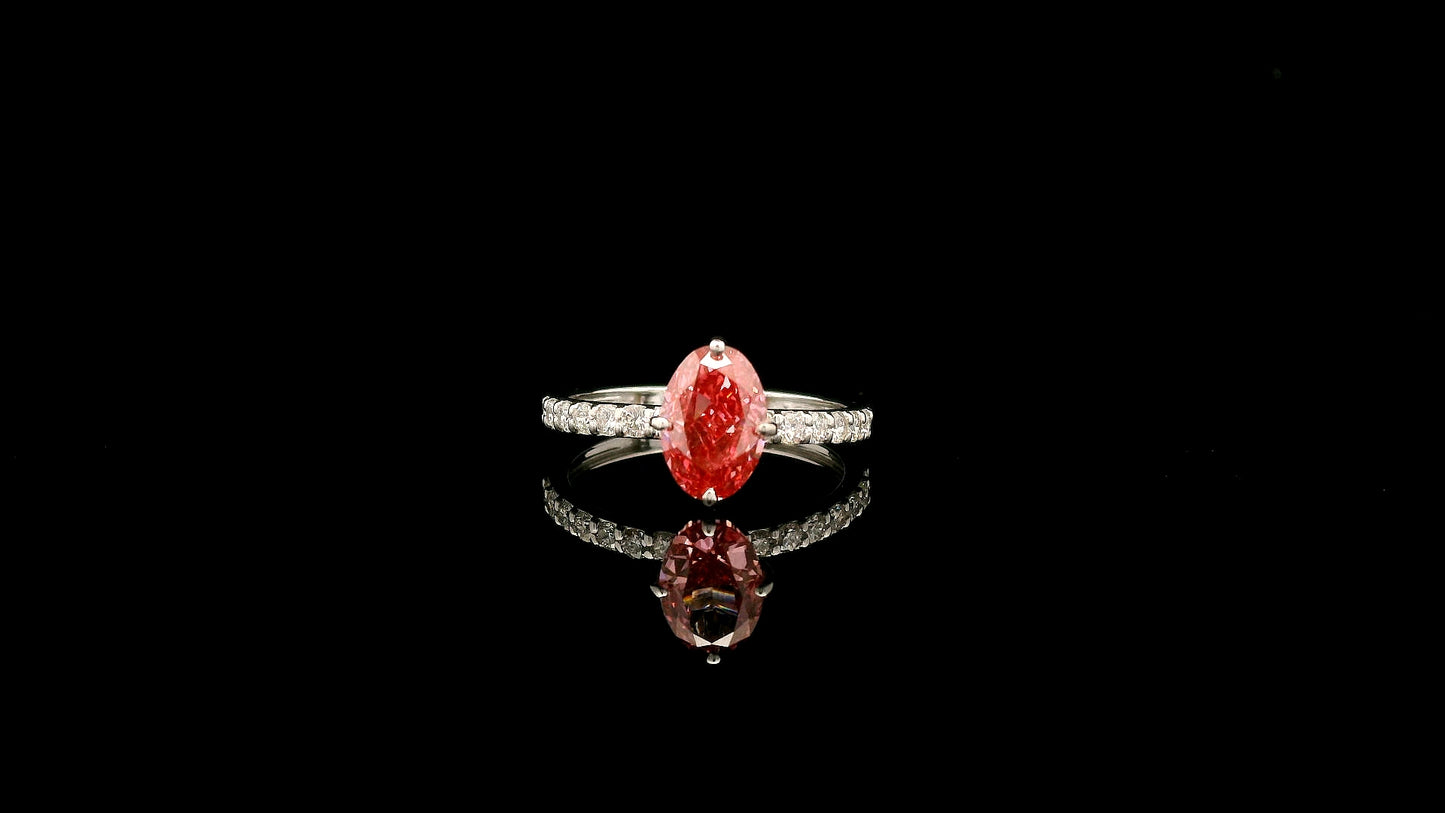1.88 Carats Pink Lab Grown Diamond 14K Gold Ring