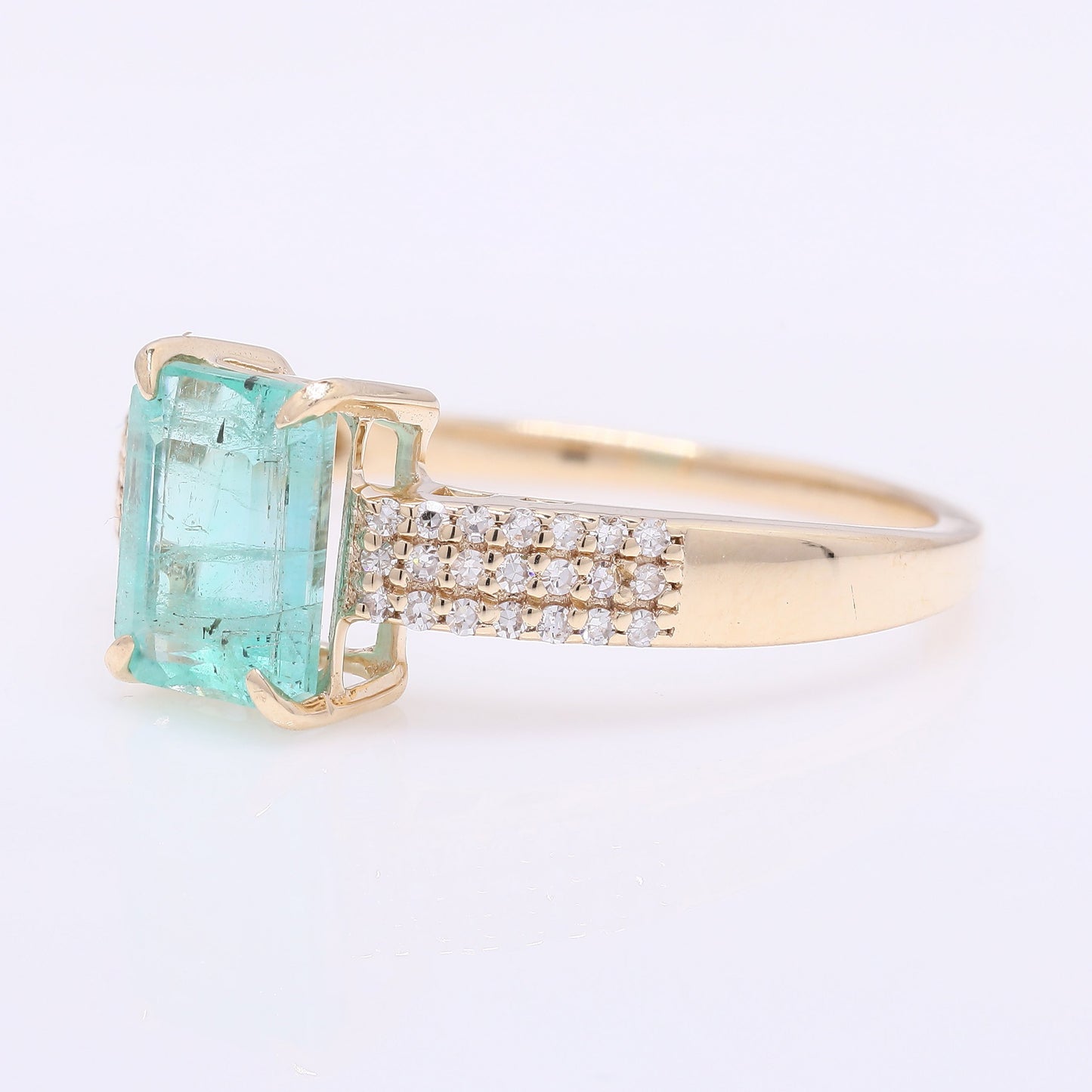 1.41 Ct Octagon Step Cut Natural Emerald 14K Gold Ring