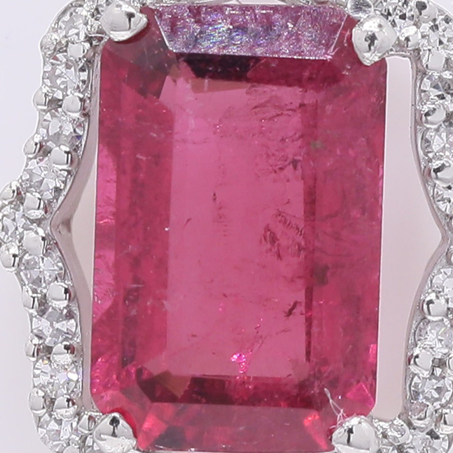 1.67 Ct Octagon Step Cut Natural Rubellite 950 Platinum Pendant