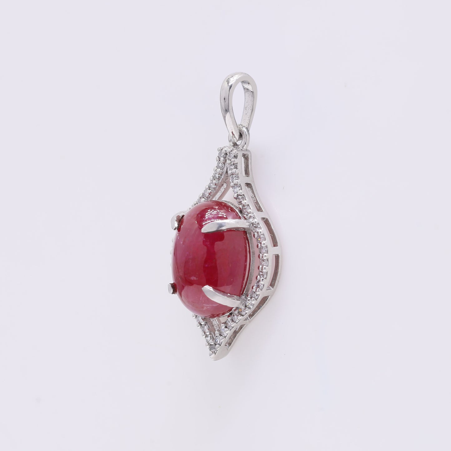 5.05 Ct Oval Cabochon Cut Natural Ruby 950 Platinum Pendant