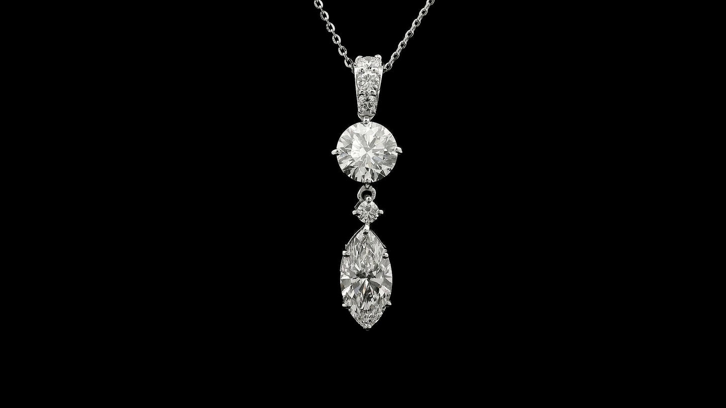 3.03 Carats Lab Grown Diamond 14K Gold Pendant