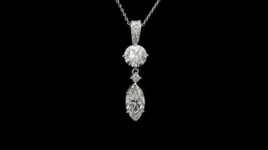 3.03 Carats Lab Grown Diamond 14K Gold Pendant