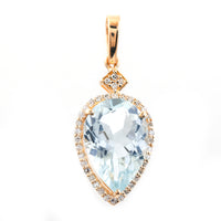 2.78 Ct Pear Mixed Cut Natural Aquamarine 14K Gold Pendant