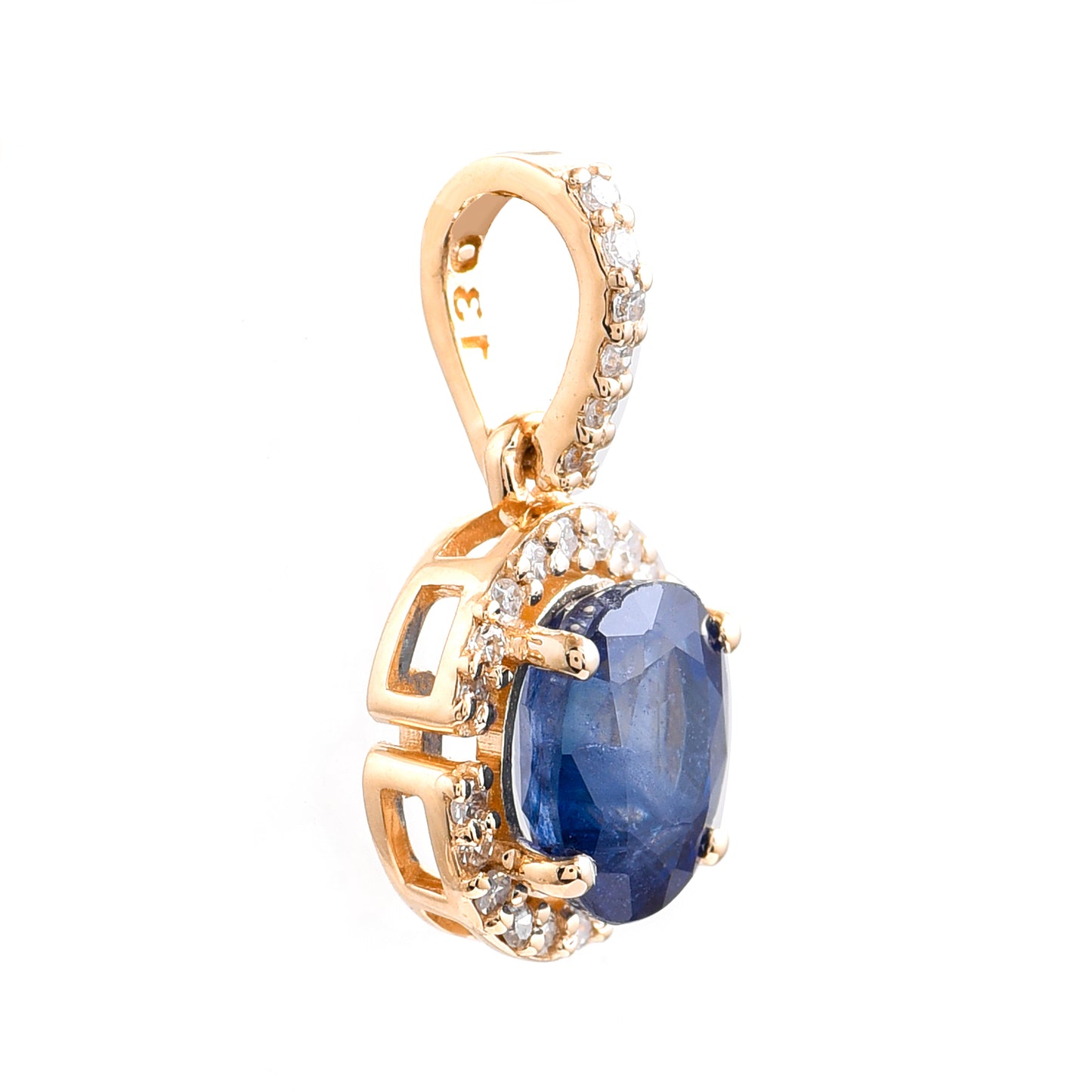 1.16 Ct Oval Mixed Cut Natural Sapphire 14K Gold Pendant
