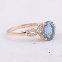 1.26 Ct Oval Natural Aquamarine 14K Gold Ring