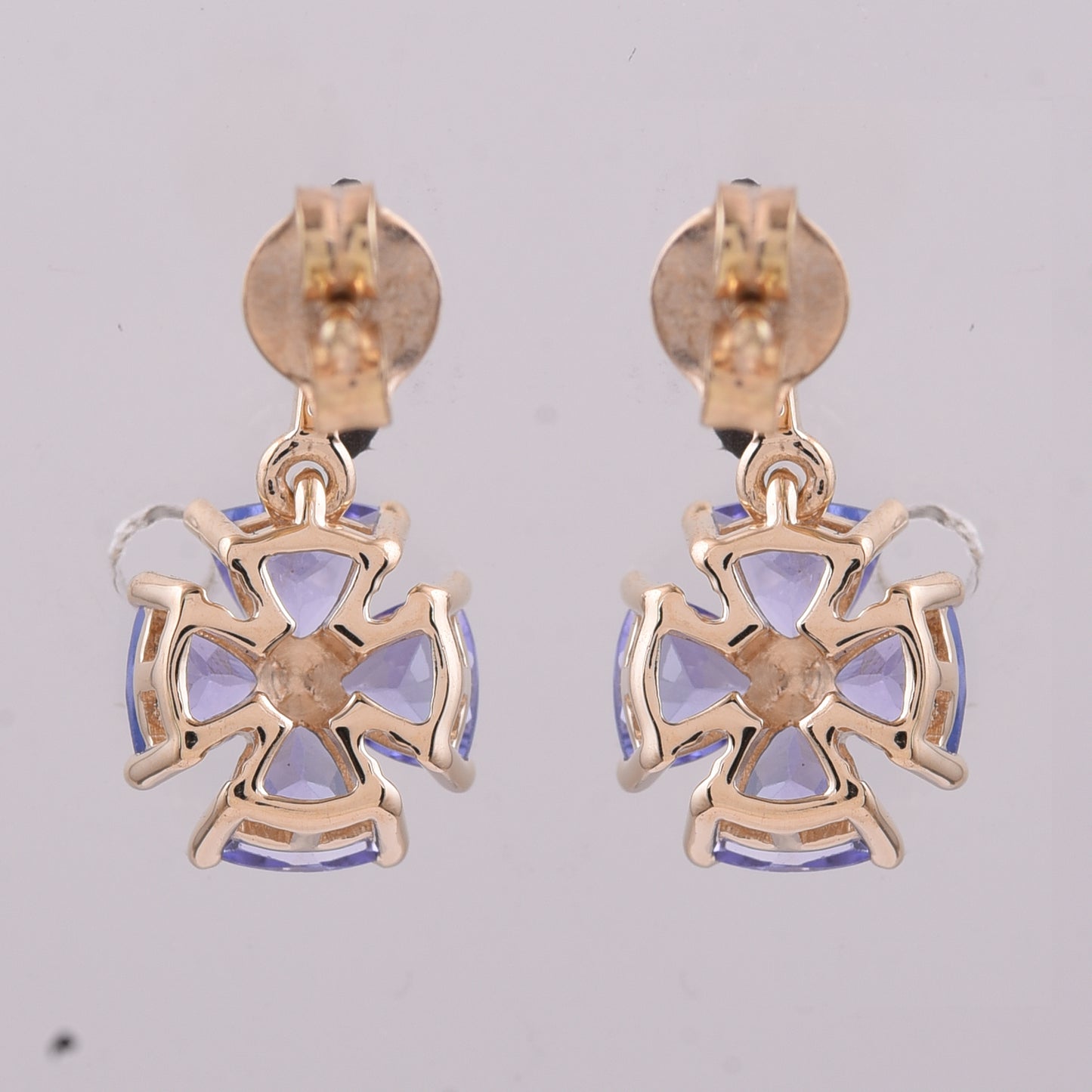 1.68 Ct Trillion Tanzanite 9K Gold Earrings