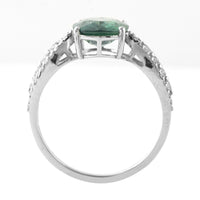 2.88 Ct Oval Mixed Cut Natural Green Sapphire 950 Platinum Ring