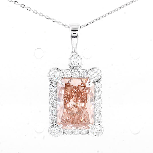 6.28 Carats Pink Lab Grown Diamond 14K Gold Pendant
