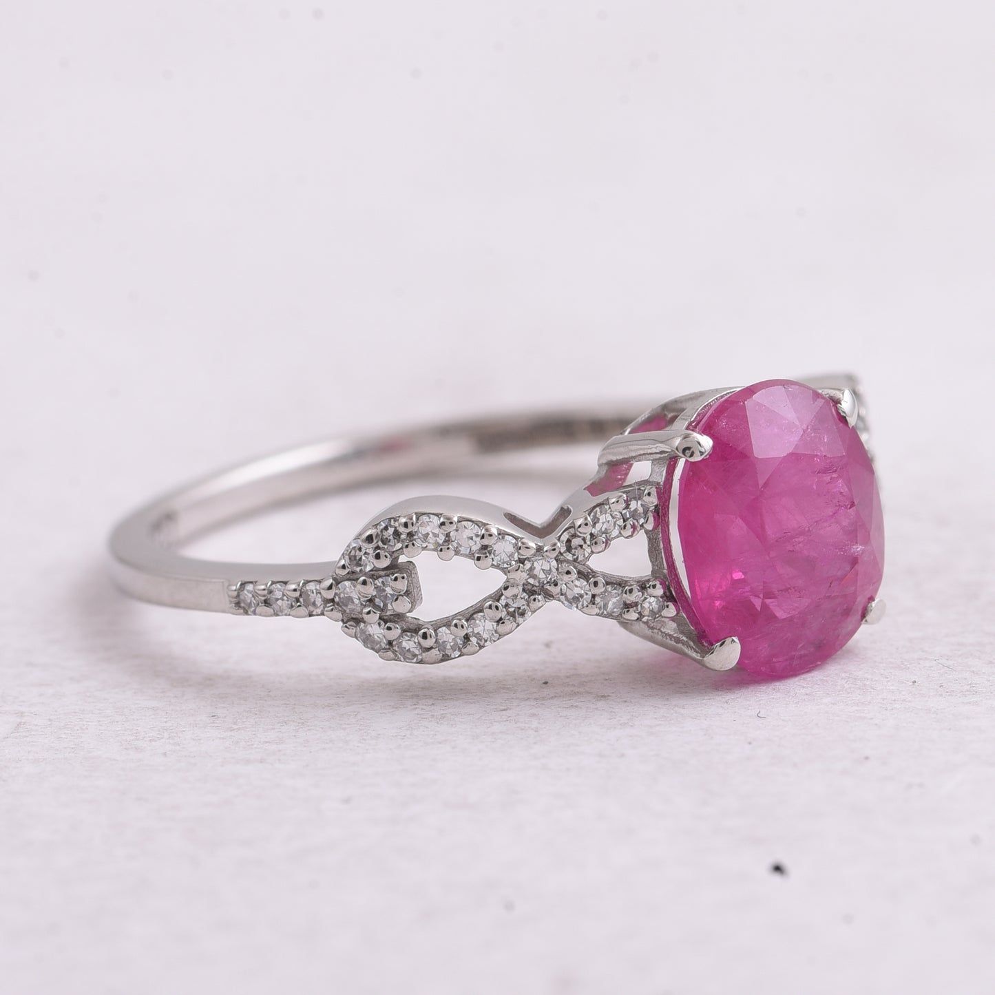 2.22 Ct Oval Mixed Cut Natural Ruby 950 Platinum Ring