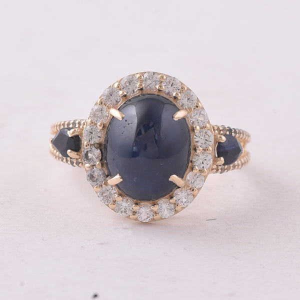 6.30 Ct Oval Sapphire 9K Gold Ring