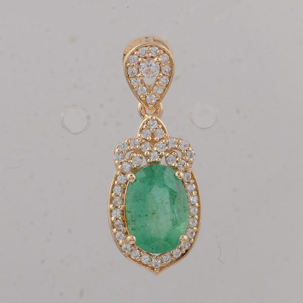 1.59 Ct Oval Emerald 9K Gold Pendant