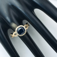 3.51 Ct Cushion Mixed Cut Natural Sapphire 14K Gold Ring