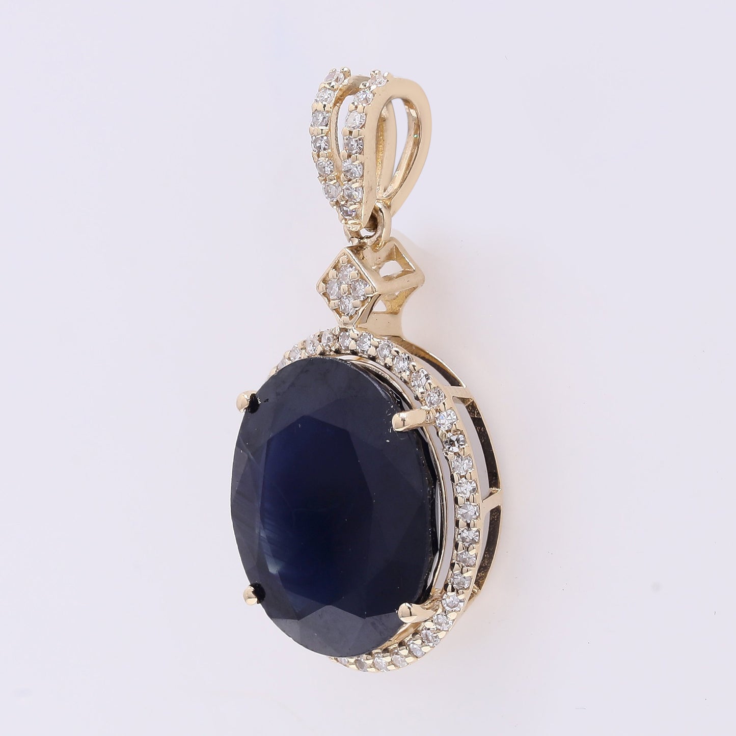 7.16 Ct Oval Mixed Cut Natural Sapphire 14K Gold Pendant